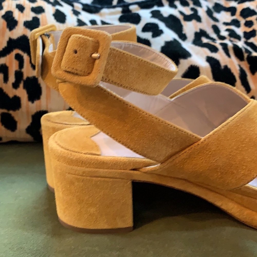 PRADA Yellow classics wedge couture suede heels - Picture 2 of 9